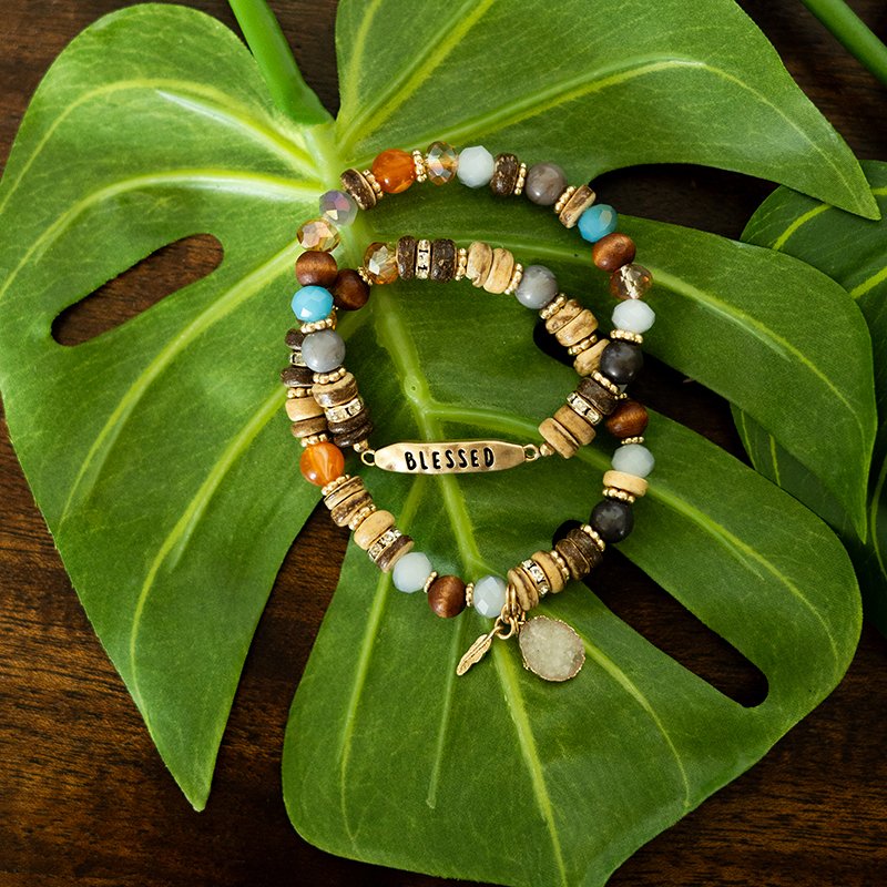 Blessed Beaded Bracelet with Charms